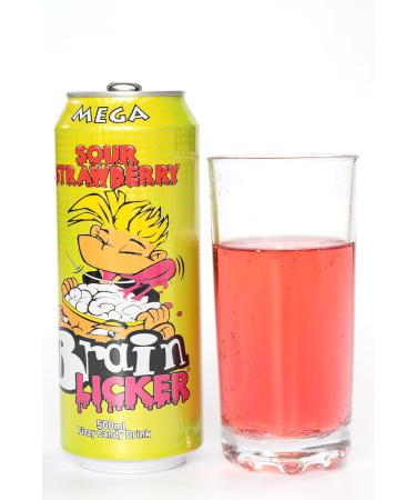 Mega Brain Licker Sour Strawberry Candy Drink American Style Soda 500ml x 12 - Buy Online on GoSupps.com