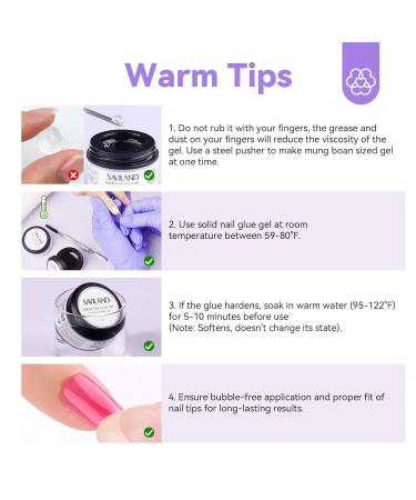 Saviland Solid Nail Glue Gel 2PCS - Extra Strong False Nail Glue for Long Lasting Press on Nails | 15g Acrylic & Rhinestone Adhesive - Home Salon DIY | U V/LED Lamp Cured - Buy Online on GoSupps.com