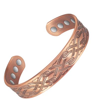 Enermagix magnetic copper bracelets for men and women 99.9% solid copper magnetic cuffs with powerful magnets (3524 Gauss each)