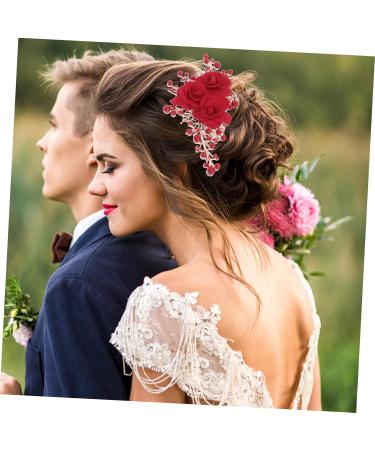 Ipetboom Flower Hair Comb Bridal Hairpiece Bridal Accessories Wedding Hair Accessories Hair Combs for Women Accessories Flower Hair Accessories Tiara Bride Hairpin Rhinestones Red - Buy Online on GoSupps.com