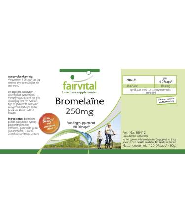 Fairvital | Bromelain 250mg VEGAN - Highly dosed - 1000mg per daily dose - 120 DRCaps - 600 FIP - pineapple enzyme - Buy Online on GoSupps.com
