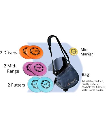 Faster Disc Golf Set for Beginners to Intermediate Golfers | 7 Discs - 2 Drivers, 2 Mid-Range, 2 Putters, 1 Marker | Quality Carrying Bag with Water Bottle Pocket - Buy Online on GoSupps.com