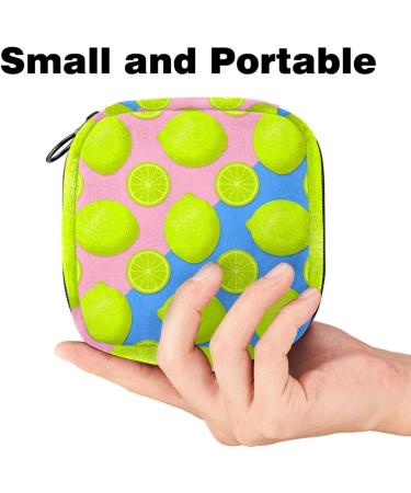Portable Lemon Pattern Sanitary Napkin Storage Bag for Girls & Women | Zippered Menstrual Cup Pocket - Perfect for Travel - Buy Online on GoSupps.com