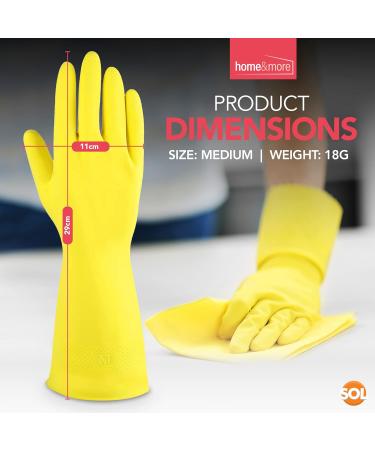 SOL 4 Pairs Medium Yellow Rubber Gloves for Household, Washing Up & Cleaning - Non Slip, Heavy Duty Gloves for Kitchen, Bathroom & Dishwashing - Buy Online on GoSupps.com