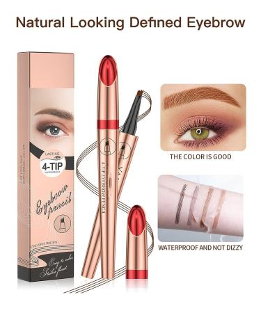 Natural Looking Eyebrow Pencil Microblading Pen - Long-Lasting & Waterproof - 4 Point Eyebrow Pen for Eye Makeup - Portable Microblading Eyebrow Hair in 1 Light Brown - Buy Online on GoSupps.com