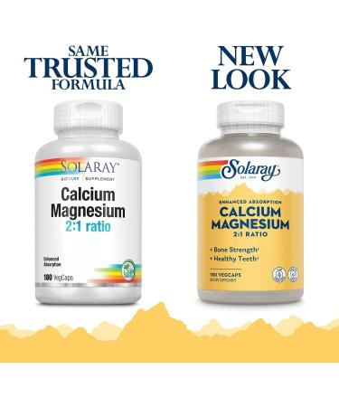 Solaray Calcium Magnesium 2:1 Ratio - 180 VegCaps for Bone & Muscle Health - Buy Online on GoSupps.com