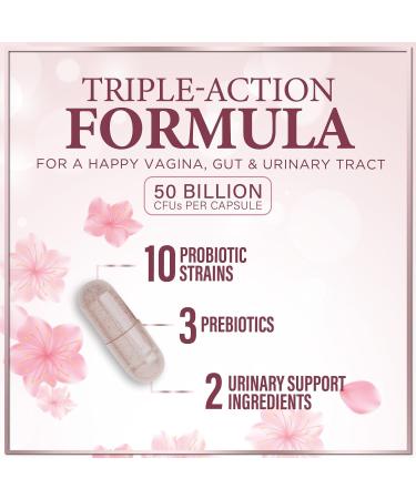 Vaginal Probiotics 50 Billion CFU - 10 Unique Strains With Cranberry & D Mannose - Vaginal PH Flora Feminine Health Balance Support - Women Health Probiotic Supplement Bottled in USA - 60 Capsules 60 Count (Pack of 1) - Buy Online on GoSupps.com