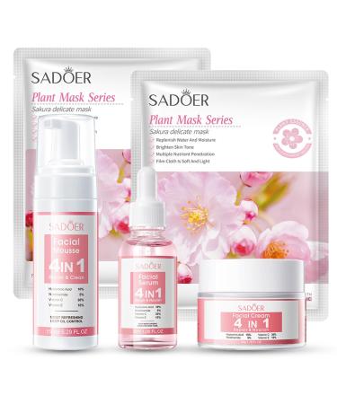 4 IN 1 Face Care Kit Gifts for Women Anti Aging Skin Care Set Reduce Wrinkles with Hyaluronic Acid Niacinamide Vitamin C Vitamin E Daily Skin Care Routine Face Skin Care Kit for Women Gift