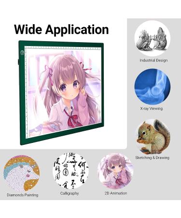 RTjoy A4 LED Light Pad - USB Powered Drawing Board for Diamond Painting & Vinyl Weeding - Adjustable Brightness Tracing Box for Embossing & Stenciling - Green - Buy Online on GoSupps.com