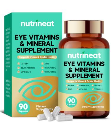 NutriNeat Lutein Eye Vitamins Supplement (90 Capsules) Luteins for Eyes with Vitamin C & E Zinc & Copper Lutein and Zeaxanthin Supplements for Men & Women Dietary Supplements Support Eye Health