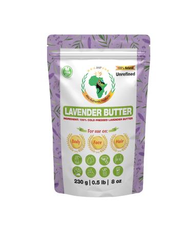 Authentic Raw Lavender Butter | Butter | For DIY Face Body Hands | Unrefined | 100% Pure| Organic from Africa | Resealable Bag | 0.5 LB (230g)