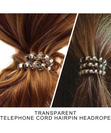 Tadipri Telephone Cable Hair Scrunchie Elastic Hair Band 9 Pieces 3 Colours Spiral Telephone Cable Large Anti Split Ends Braid Elastic Fitness Hair Band Spiral Small for Girls and Women - Buy Online on GoSupps.com