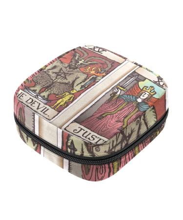 Devil and Justice Tarot Cards Women Binding Storage Pocket Menstruation Pad Bag Sieremic menstrual cup pocket with zipper for teenagers girls women women