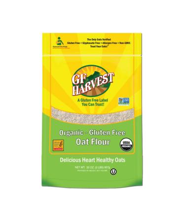 GF Harvest Gluten Free Organic Whole Grain Oat Flour, 32 Ounce Bag, Pack of 2 32 Ounce (Pack of 2)
