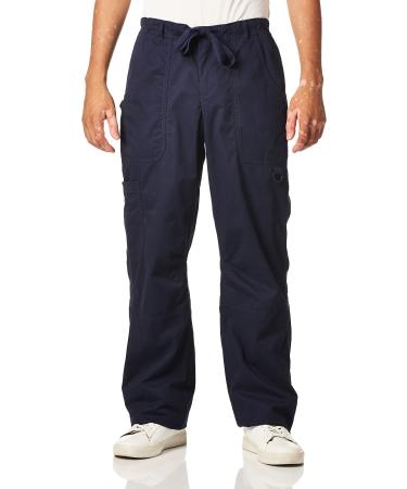 KOI James Elastic Men's Scrub Pants with Zip Fly and Drawstring Waist Large Navy