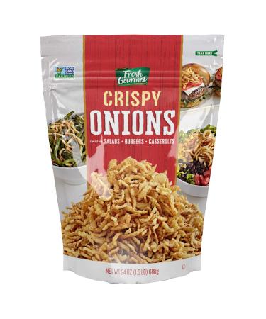 Fresh Gourmet Crispy Onions | 24 Ounce | Low Carb | Crunchy Snack and Salad Topper Original Crispy Onions 24 Ounce (Pack of 1)