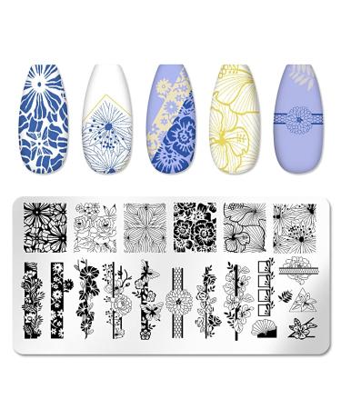SIOPPKIK Nail Stamping Plates Marble Pattern Nail Art Plate Stencil Tools Stainless Steel Nail Design Stamping Template