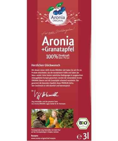 Aronia Original Organic Pure Juice + Pomegranate 100% Organic in 3 L Box - Buy Online on GoSupps.com