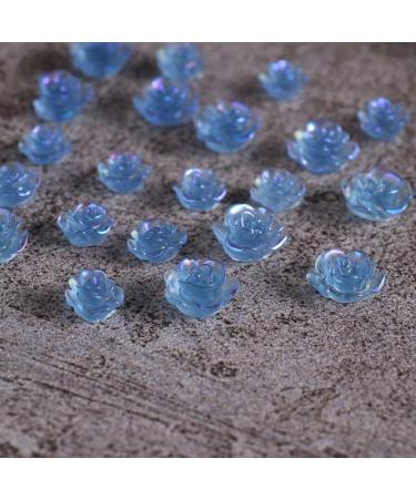 4 Colors Flowers Design Elegant Charms 3D White Acrylic Aurora Camellia Nail Art Decorations(blue) - Buy Online on GoSupps.com