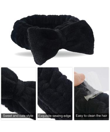 SINLAND Bow Hair Bands Spa Headband for Women Black 3Pack - Ideal for Washing Face and Makeup - Comfortable and Stylish - Buy Online on GoSupps.com