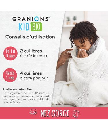 GRANIONS KID BIO GRANIONS NOSE THROAT - Certified - Double action: Soothes the throat & promotes comfort - Natural formula based on agave breathing syrup - Strawberry taste - 125 ml - Buy Online on GoSupps.com