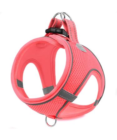 Joyal dog harness reflective soft padded dog dishes air-mesh breathable breast dishes for small medium-sized dogs M pink M-breast: 42-47cm pink
