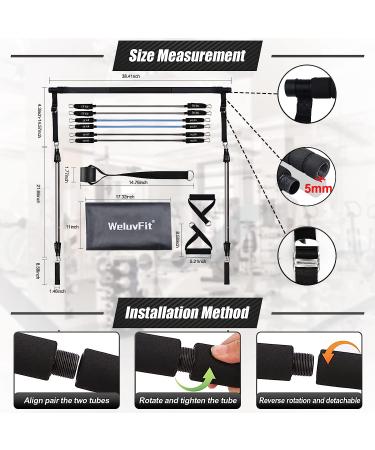 Pilates Bar Kit with Resistance Bands for Full Body Shaping - Stainless Steel Stick for Home Gym Workouts - Dark Black - Buy Online on GoSupps.com
