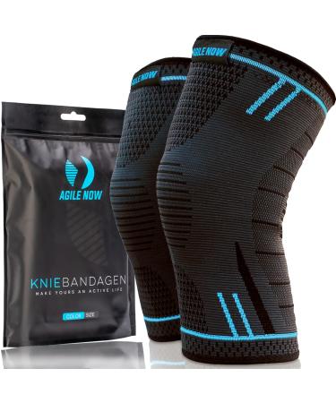 AGILE NOW knee support set of 2 M - XXL Premium knee support men's sports & knee support women's knee supports L Blue Line - Buy Online on GoSupps.com