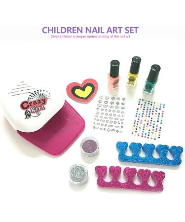 Nail Art Studio for Girls Children Nail Art Set Little Girl Nail Art Gel Polish Dryer Glitter Powder Pretend Play Toy Set Kids Nail Art Salon Set (18284C) - Buy Online on GoSupps.com