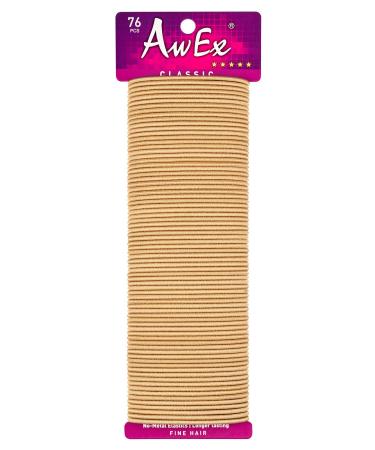 AwEx Blonde Hair Ties for THIN Hair  76 PCS 0.09 inch (2.4 mm) in Thickness  5.5 inches(140 mm) in Length - Hair Bands -No Metal Elastics-Ponytail Holder-Great for FINE Hair 0.09 * 5.5 inches(Thickness * Length) Blonde