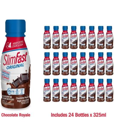 Case of Slim Fast Original Meal Replacement or Weight Loss Ready to Drink Shakes with 14g of Protein 4g of Fibre Plus 23 Vitamins and Minerals Chocolatey Royal 8 Bottles x 325ml (3 Packs 24 Bottles) - Buy Online on GoSupps.com