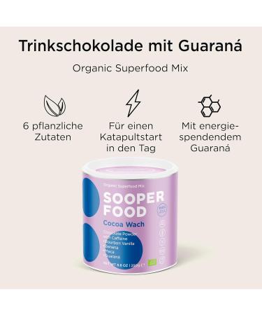 Sooper Food Cocoa Wach - Bourbon Vanilla 250g | Organic Vegan Chocolate Nut Powder with Turmeric & Natural Caffeine for Morning Energy Boost - Buy Online on GoSupps.com