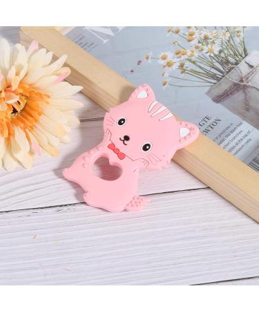 Shop Durable Baby Teether - Silicone Cat Shaped Teething Ring for Toddlers | Pink - Safe & Easy to Clean - Buy Online on GoSupps.com