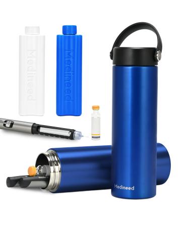 Medineed Diabetic Medicine Cooling Bag Insulin Pen Cooler Travel Case 60H 3 Pens Medicine Cooler Box TSA Approved Epipen Carry Case with Biogel Ice Pack (Blue)