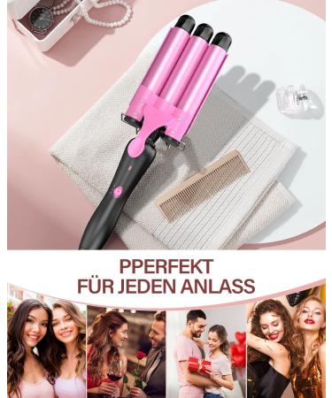 Professional Hair Curler with Curling Cone - 25mm Ceramic Curling Iron for Perfect Curls and Wavy Hair - 3 Head Curler Quick - Buy Online on GoSupps.com