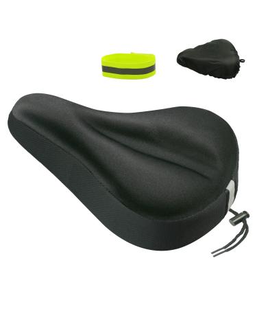 Geronmine Gel Bike Seat Cover Padded Bicycle Saddle Covers for Women & Men, Most Comfortable Exercise Bike Seat Cushion Cover, Soft for Spin Indoor Outdoor Cycling Class Mountain Stationary Bikes Black