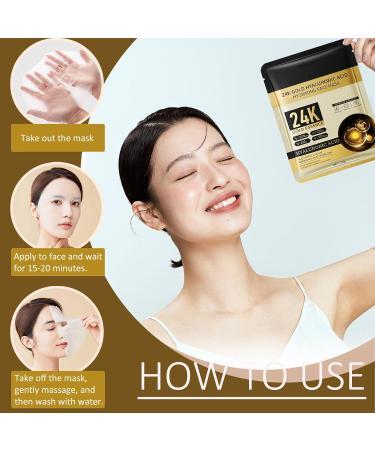 Shefave Sheet Mask 24K Gold Hyaluronic Acid Face Mask Set - Hydrating Face Mask Redness Relief Face Masks Skincare Face Mask Gift Set - Nourishing & Soothing Face Masks Beauty For All Skin Types - Buy Online on GoSupps.com