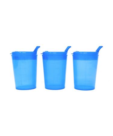 3 x Medi-Inn Adult Convalescent Drinking / Feeding Cup / Beaker with Lip Spout (250ml) Blue