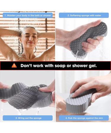 4Pcs Super Soft Exfoliating Bath Sponge Set for Adults, Children, and Pregnant Women - Reusable Ultra Soft Shower Sponge in White, Grey, Green, Yellow - Buy Online on GoSupps.com