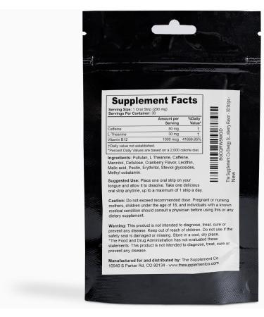 Energy Strips - 50mg Caffeine - Quick Absorption - All Natural Cranberry Flavor - 30 Strips - Ship Internationally - Buy Online on GoSupps.com