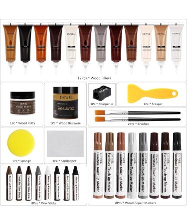 DEWEL Wood Furniture Repair Kit - Wood Fillers Touch Up Markers & Wax Sticks for Cracks Scratches & Holes - Perfect for Tables Floors & Doors - International Shipping Available - Buy Online on GoSupps.com