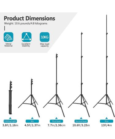 Neewer 13ft Heavy Duty Aluminum Alloy Light Stand with Spring Cushion - 22lb Max Load - Black - Buy Online on GoSupps.com