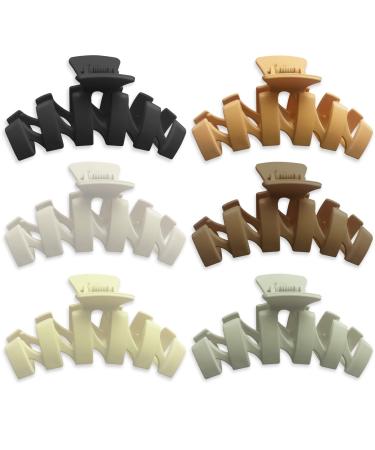 Large Hair Clips 4 Inch Non Slip Jaw Clips, Strong Hold Claw Clips for Thin Hair, Big Hair Clips for Women Thick Hair 6 Colors (6 Pieces)