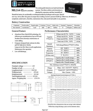 Mighty Max Battery ML3-12 12V 3.4AH Sealed Lead Acid Battery - Ideal for BB BP3-12 | International Shipping Available - Buy Online on GoSupps.com