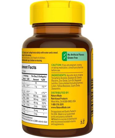 Nature Made Vision with AREDS 2 Formula Eye Vitamins- Lutein, Zeaxanthin, Vitamins C & E, Zinc, Copper - 60 Softgels - Buy Online on GoSupps.com