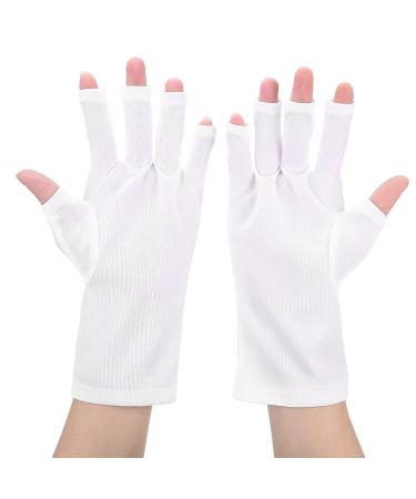 UV-Resistant Nail Art Hardening Lamp Glove | Manicure Protection for Skin Aging | Ideal for Canoeing & Driving (White) - Buy Online on GoSupps.com
