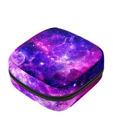Menstruation pad bag with zipper women's napkin bag tampons collective bags for women and girls (galaxy starry sky)
