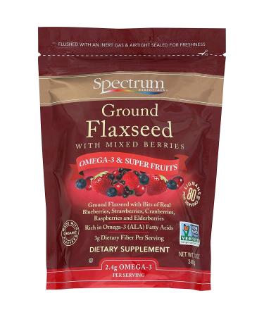 Spectrum Essentials Organic Ground Flaxseed, Mixed Berries, 12 oz