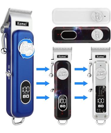 KEMEI Professional Hair Clippers for Men Electric Cordless Hair Trimmer Rechargeable Hair Cutting Kit with LCD Display&Grooming Set for Family(KM-1895) Blue - Buy Online on GoSupps.com