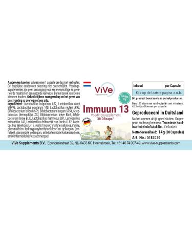 Immune 13 | 30 Delayed-Release Drcaps | 13 Probiotic Strains | 41.5 Billion CFU | Premium German Quality | Vive Supplements - Buy Online on GoSupps.com